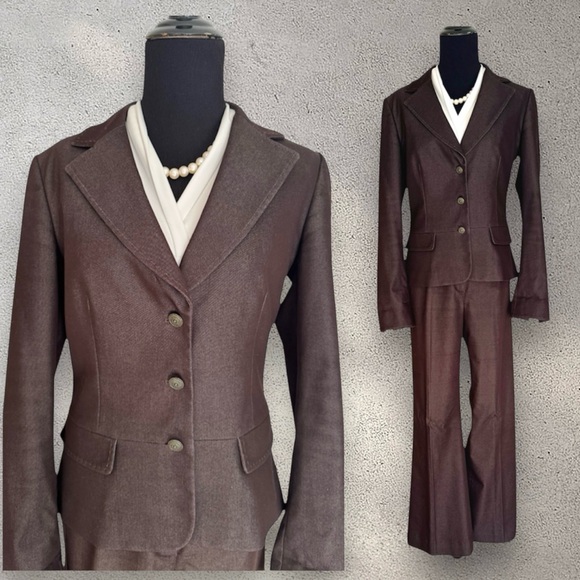 Elie Tahari Pants - Vintage Elie Tahari Suit in Dark Brown